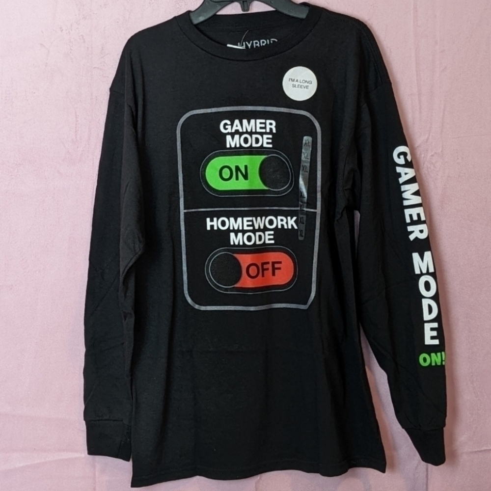 Hybrid Gamer Mode On Long Sleeve Black Tee size XL